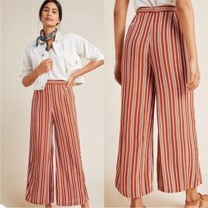 Faithfull the brand X anthropolgie gabrielle wideleg pants camel & white stripe